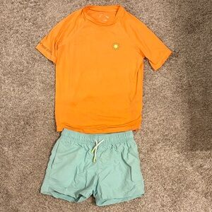 Orange T-Shirt and Green Shorts Set